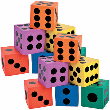 Fun Express - Foam Dice Assortment - Toys - Games - Indoor & Mini Game Sets - 12 Pieces