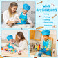 R HORSE Kid Apron and Chef Hat Set 2Pcs Adjustable Children Blue Kitchen Apron Dress up Role Play Chef Toy Kid Funny Cooking Gif