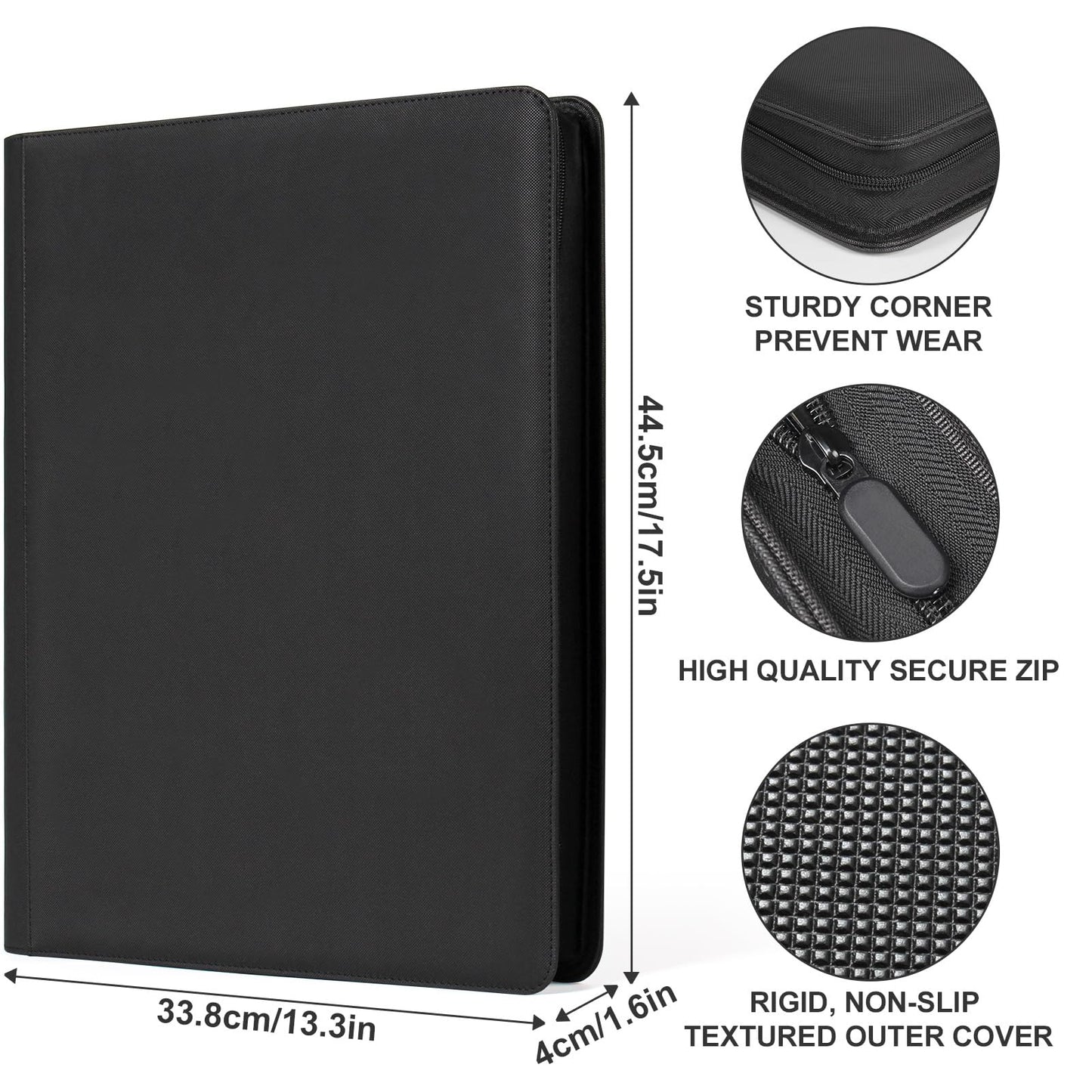 enhanced Card Binder 16 Pocket  GEAoffice PU Cover Trading Card binder for 1000+ Cards  Sturdy Card Collection Album  Card Holder Folders for YuGiOh  MTG  TCG  Game Cards & Sports Cards  Black