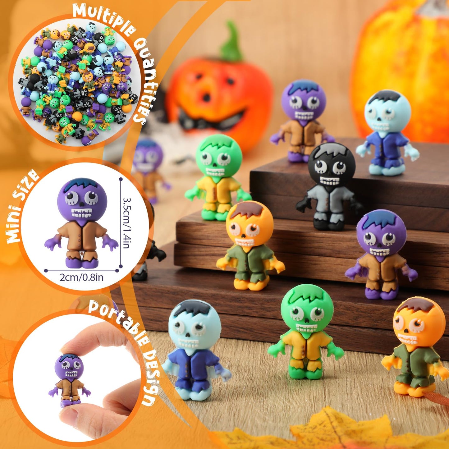 VioraWhite 120 Pcs Mini Zombies Figurines Halloween Tiny Zombies Action Figures to Hide and Seek Little Statue for Cupcake Decor