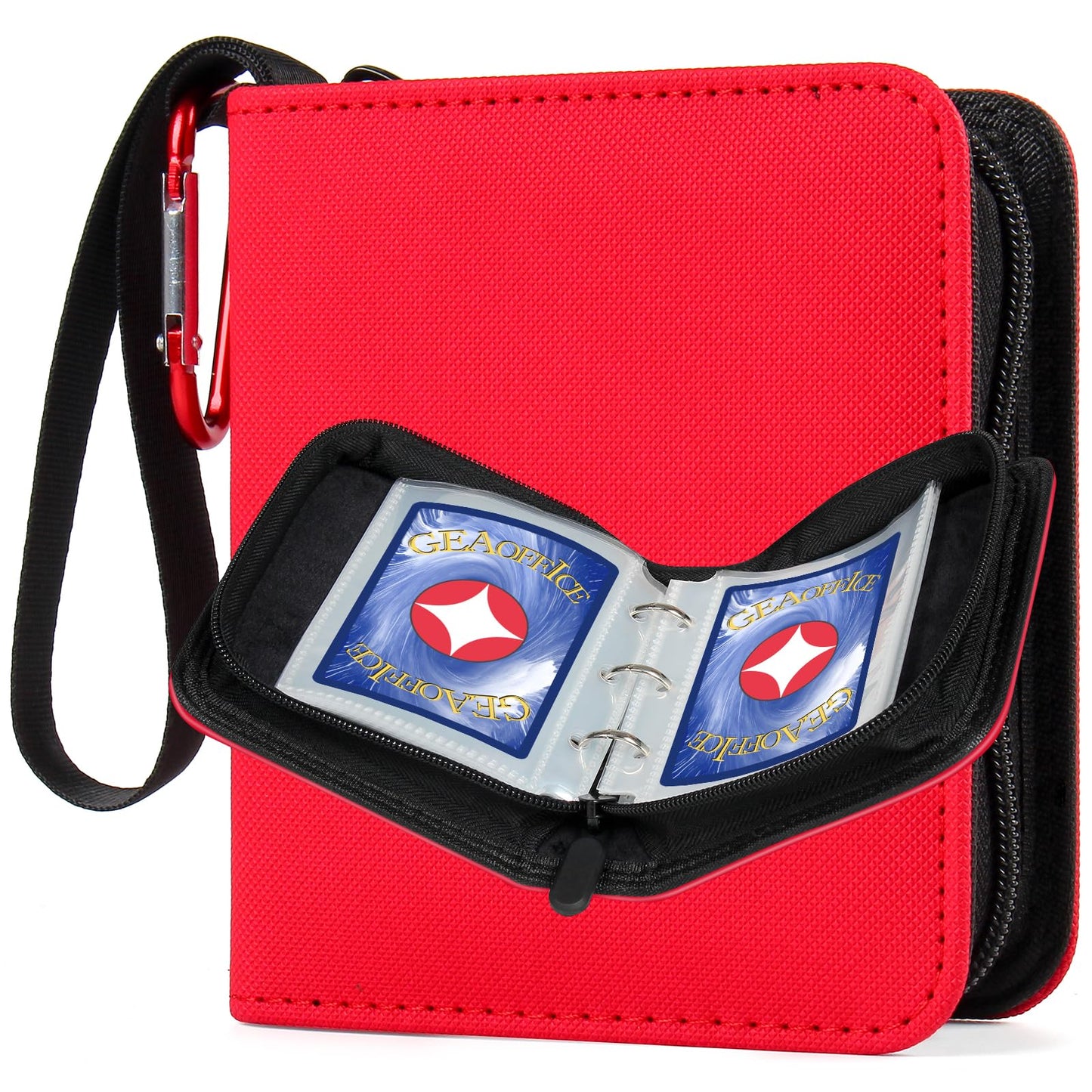 GEAoffice Mini Card Binder 1 Pocket with 80 Pockets  enhanced Small 2 Pocket Trading Card Collection Album Folder with 40 Sleeves Double Sided - Gifts for Kids  Red