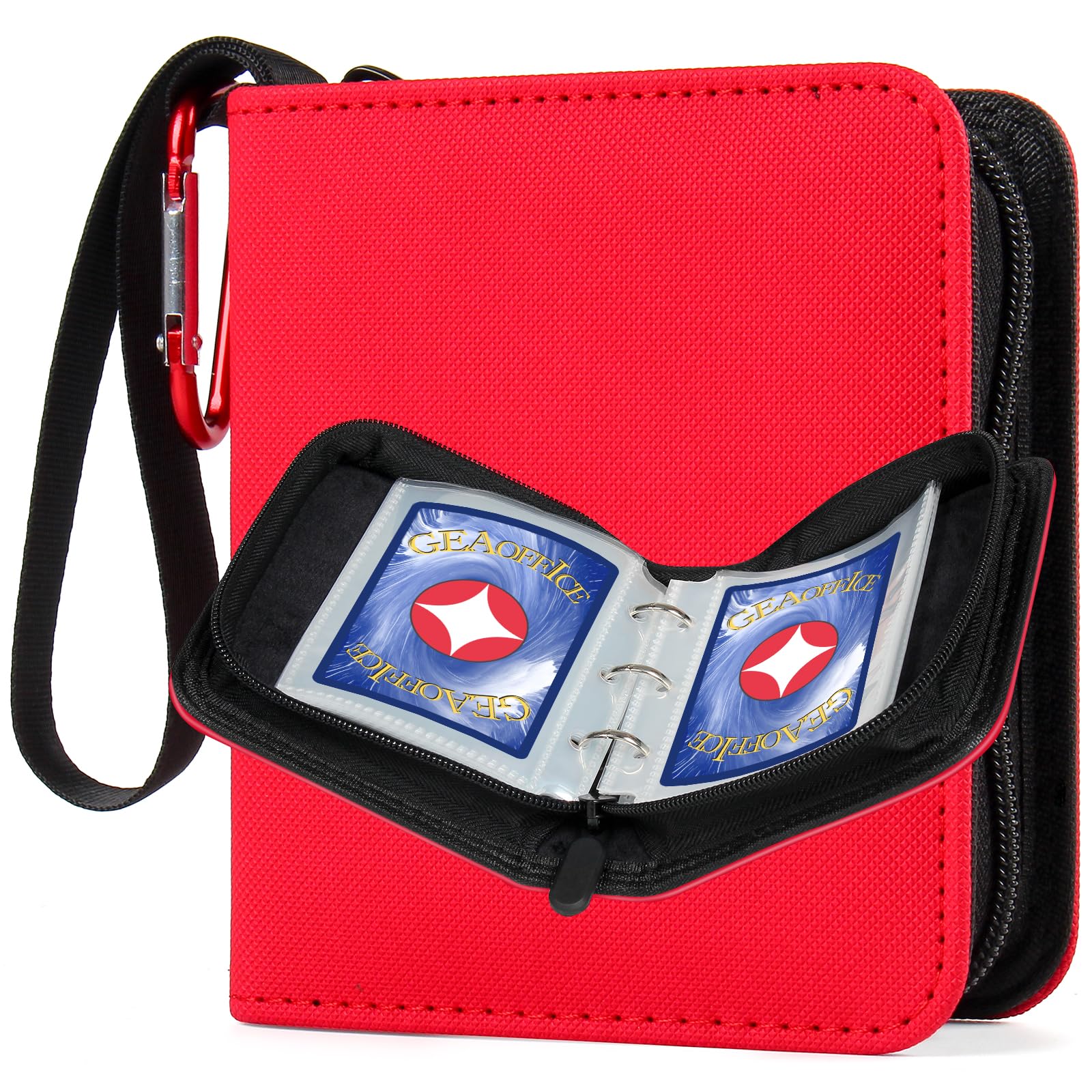 GEAoffice Mini Card Binder 1 Pocket with 80 Pockets  enhanced Small 2 Pocket Trading Card Collection Album Folder with 40 Sleeves Double Sided - Gifts for Kids  Red