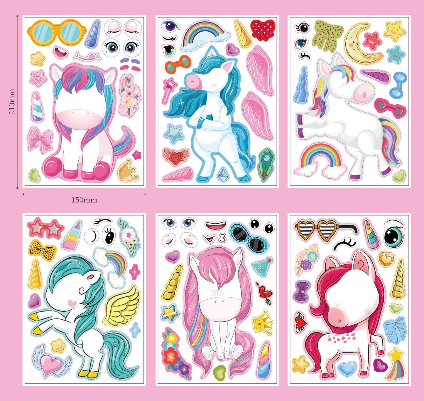 24 Sheets Make Your Own Unicorn Stickers Make A Face Stickers For Kids Toddlers With Unicorns Diy Craft Stickers Kids Party Favo