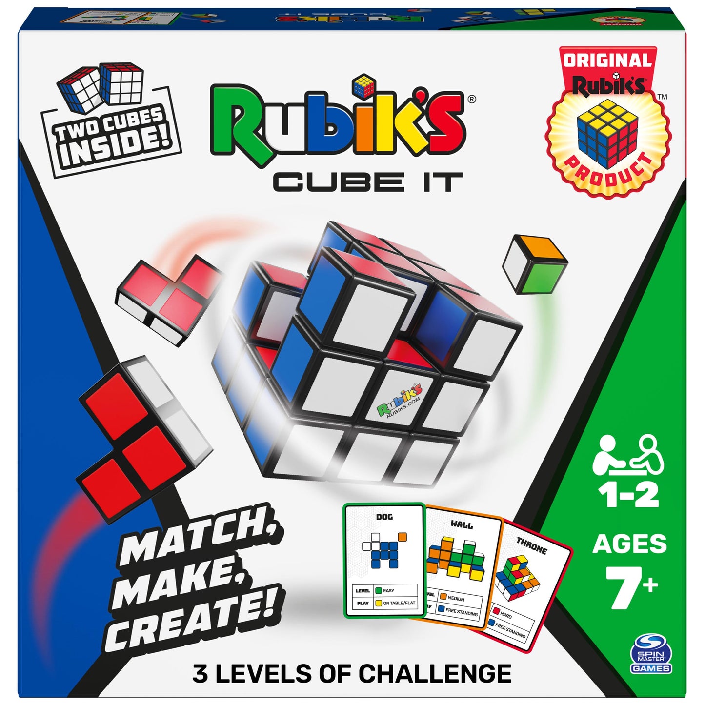 Rubik's Cube 3D Puzzle Game - 2-Player Fidget Toy, Travel Activity Cube, Plastic, Cube It, Model 6063266, Ages 7+