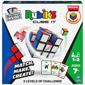 Rubik's Cube 3D Puzzle Game - 2-Player Fidget Toy, Travel Activity Cube, Plastic, Cube It, Model 6063266, Ages 7+