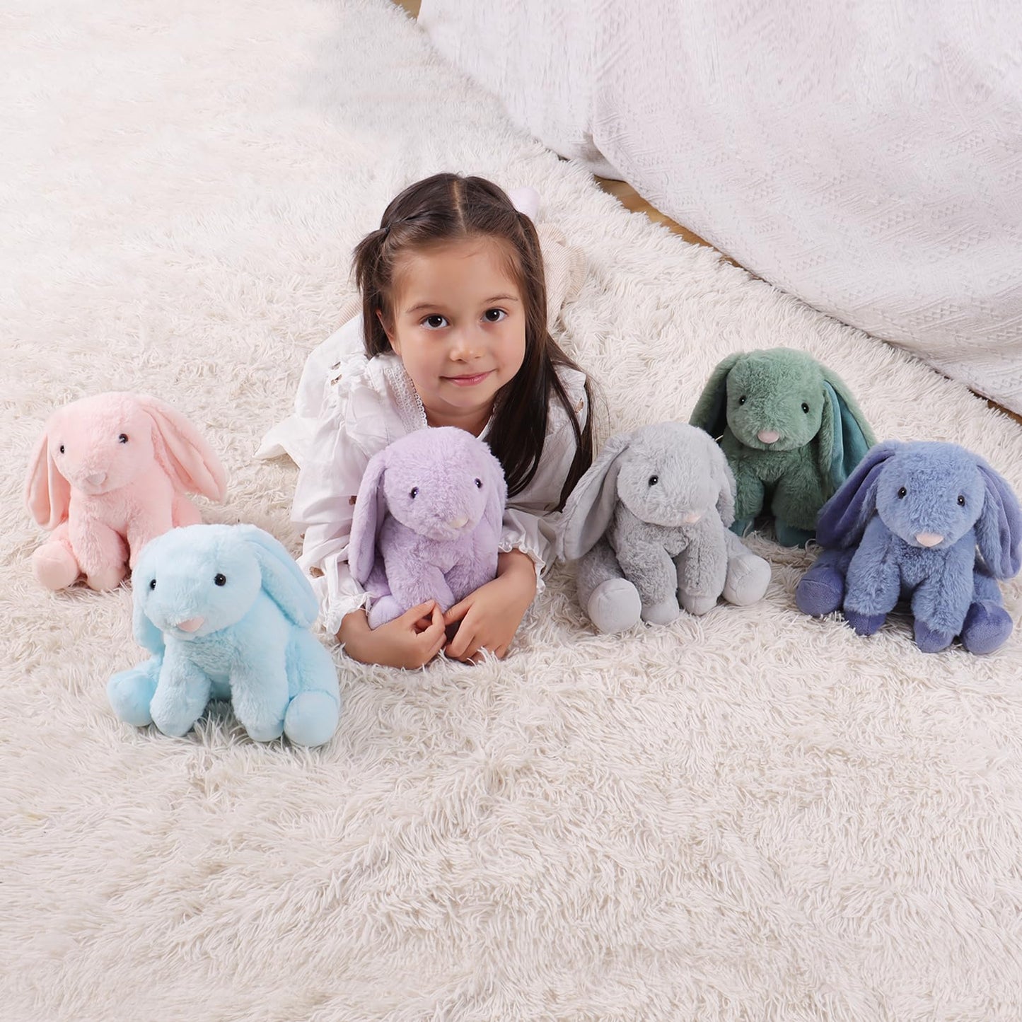 Apricot Lamb Toys Plush Grey Bunny Rabbit Stuffed Animal With Fluffy Soft Ears (Grey Bunny, 8 Inches)