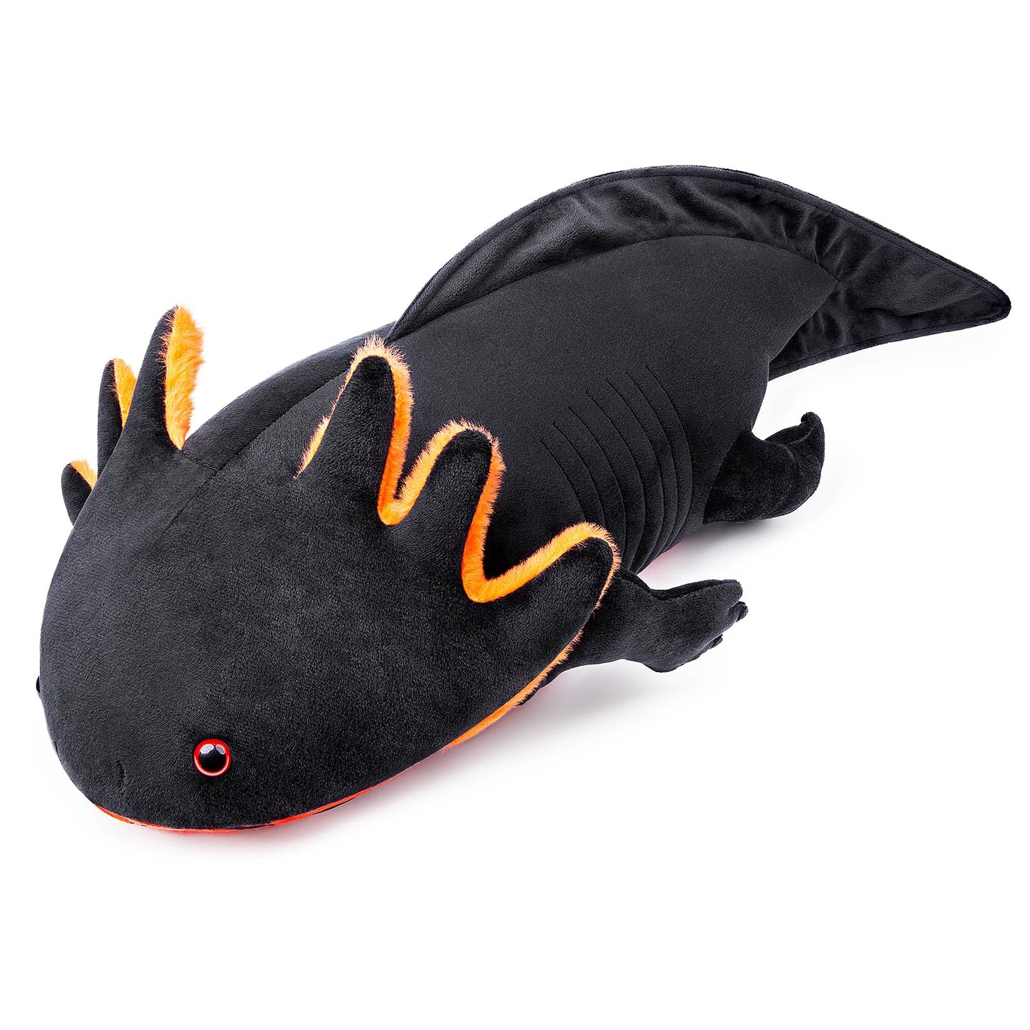 Zhongxin Made Axolotl Stuffed Animal - Super Large 30Inch Black Axolotl Plush Toy, Realistic Cute Black Reptilian Toys Real Plus