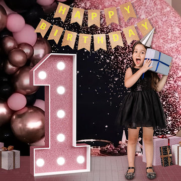 Marquee Numbers Pink 1St-Birthday Decorations: Large 3Ft Light Up Number Rose Gold First Birthday Decoration For Boy Girl One Ye