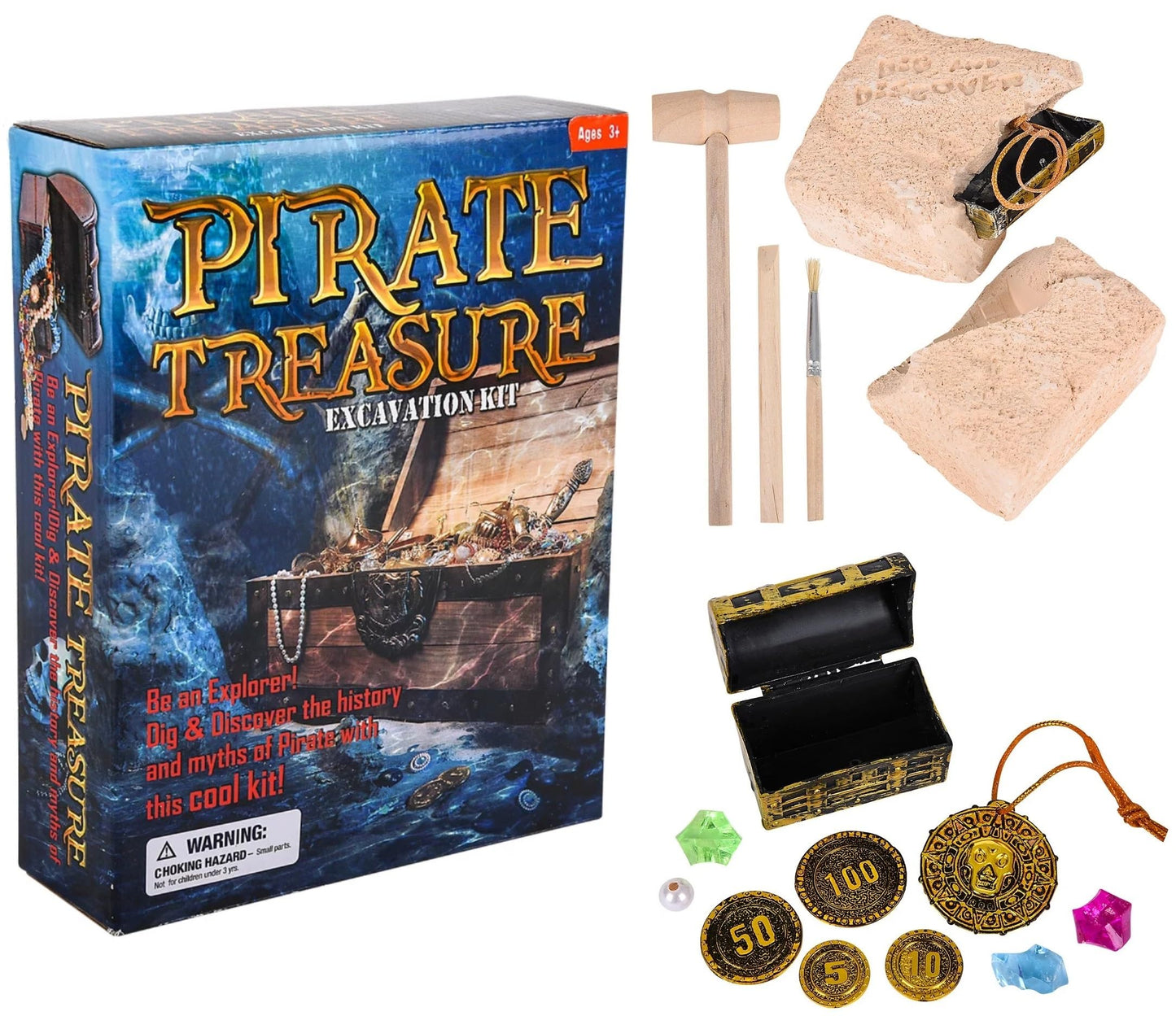 Zugar Land 6' Pirate Treasure Chest Excavation Dig Kit - Be An Explorer! Dig & Discover The History And Myths Of Pirate With This Cool Kit.