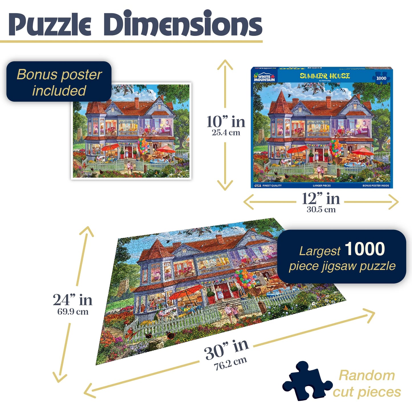 White Mountain 1000 Piece Jigsaw Puzzle - Cozy Family Vacation Retreat, 24"x30", Engineered Wood, Model 1857PZ