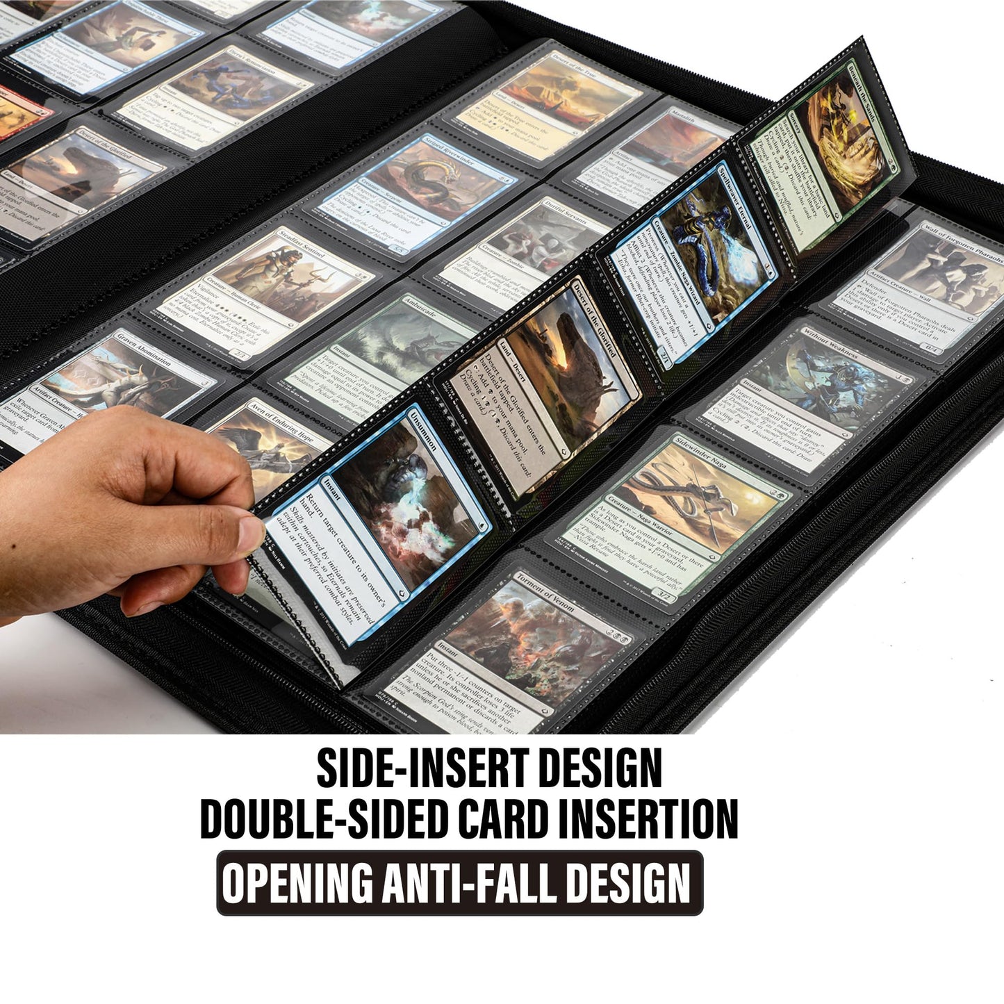 KarlyPro enhanced 1000+ Pockets Card Binder  16-Pocket Ringless Trading Card Album Folder Tag Design -Double Side Loading UltraSonic-32 1024 Tech Zip Binder for TCG-Green