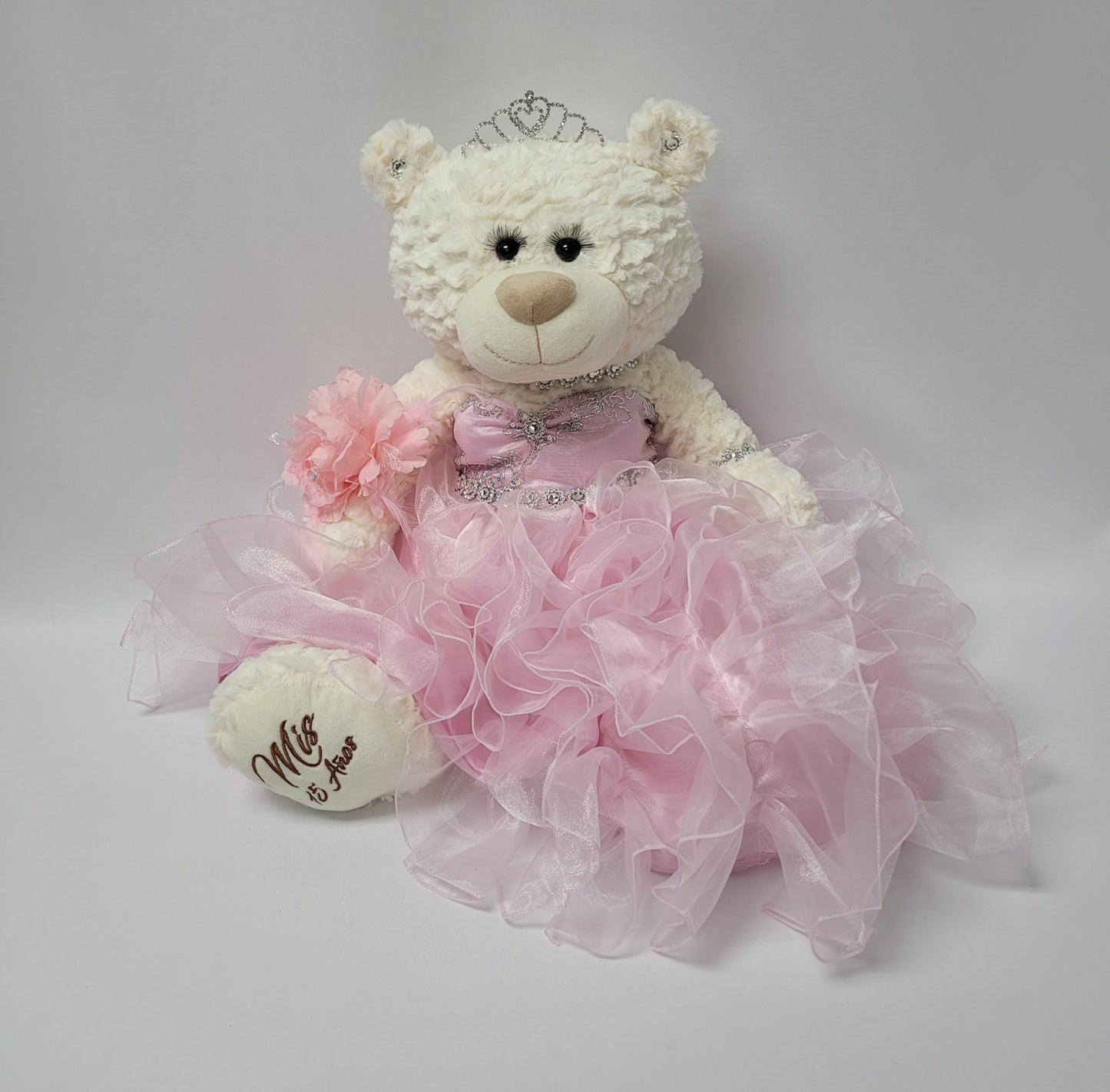 KINNEX COLLECTIONS SINCE 1997 20" Quinceanera Last Doll Teddy Bear - Pink Polyester Dress Centerpiece ARC16831-3R