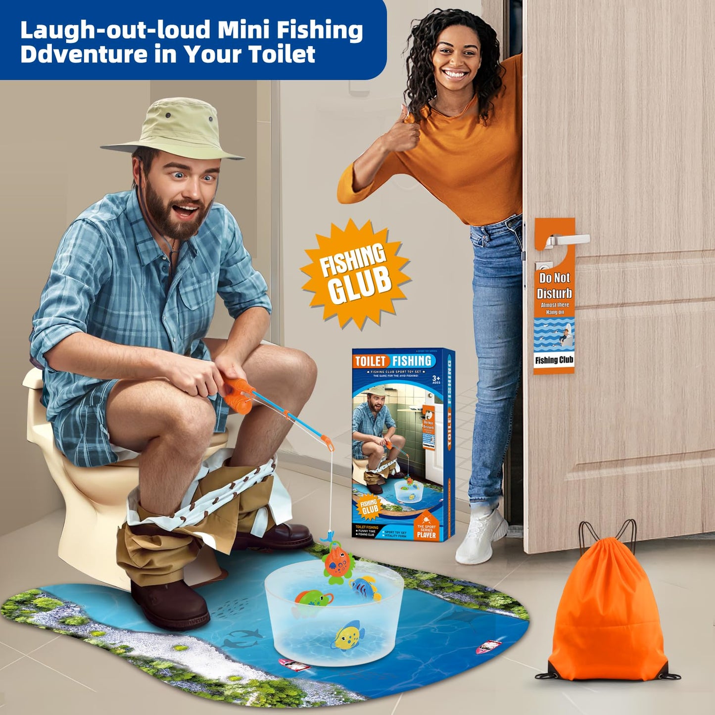 Kaelinda Toilet Fishing Funny Gifts for Men - White Elephant Gifts Potty Fisher to Kill Time  Bathroom Fishing Novelty Gag Gifts for Men Dad Husband mature-themeds  Prank Joke Dad Gifts