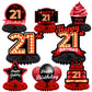 Happy 21St Birthday Red And Black Table Honeycomb Centerpieces Balloons Theme Decor Table Decorations Table Toppers For Girls Women Princess 21 Years Old Birthday Party Bday Supplies Background Gold
