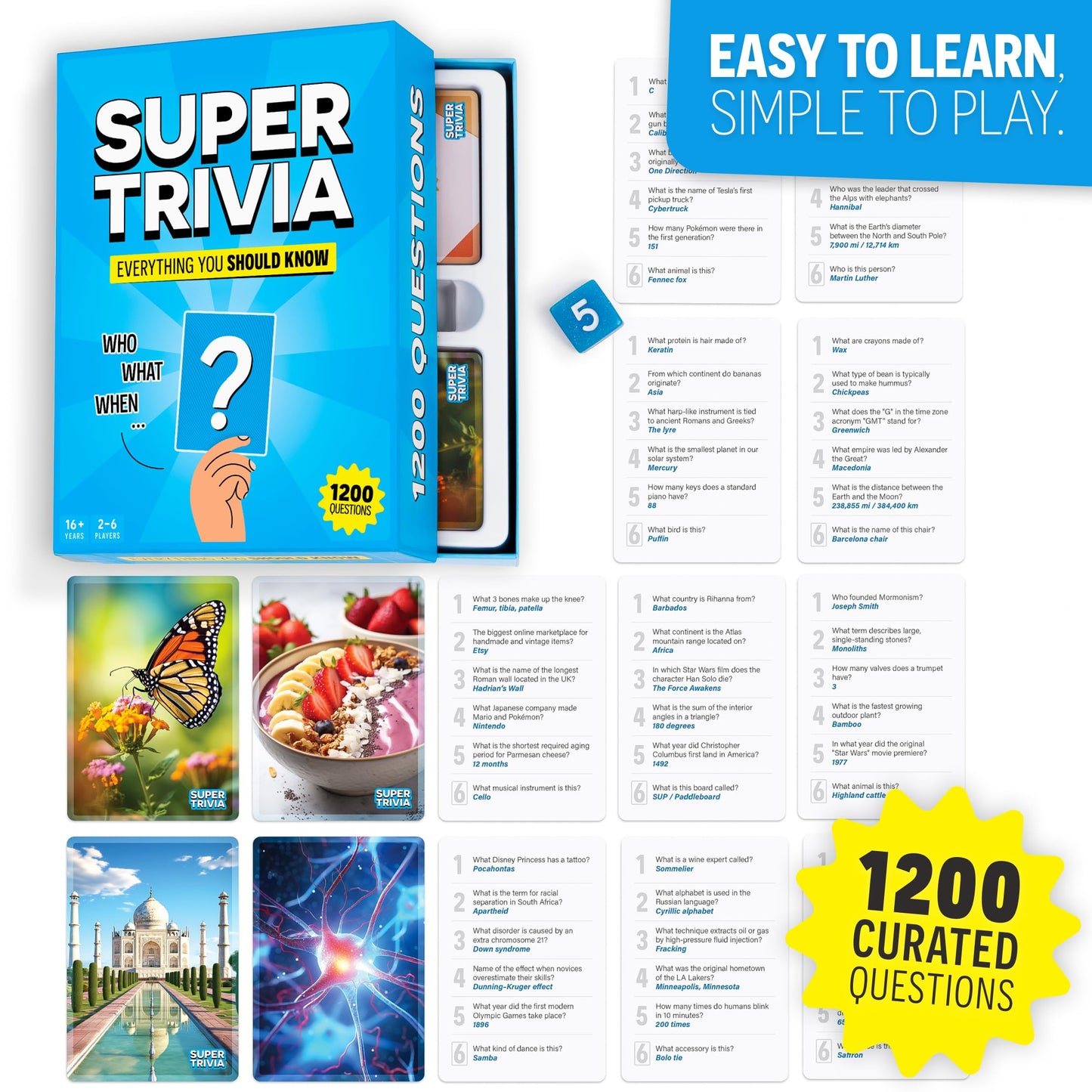 The World Game Super Trivia Board Game - 1200 Questions - Fun for Teens & Adults - Model ST-2411-EN3 - Perfect for Parties