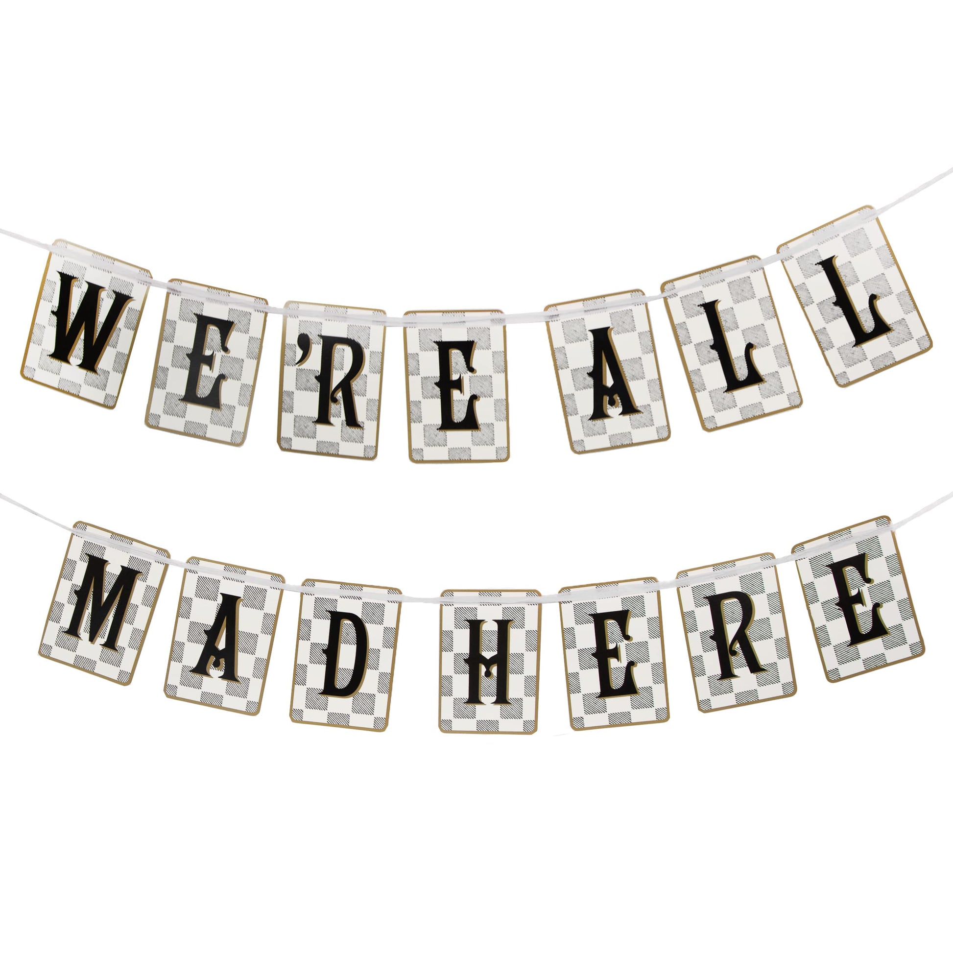 Alice in Wonderland Party Decorations - Mad Hatter Double-Sided Garland for Birthday Party, World Book Day, Paper, 3m Length - M