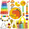 Raimy Kids Musical Instruments Set - Wooden Percussion Instruments Toy For Toddler Baby, Preschool Educational Music Toys For Boys And Girls With Carrying Bag (Yellow)