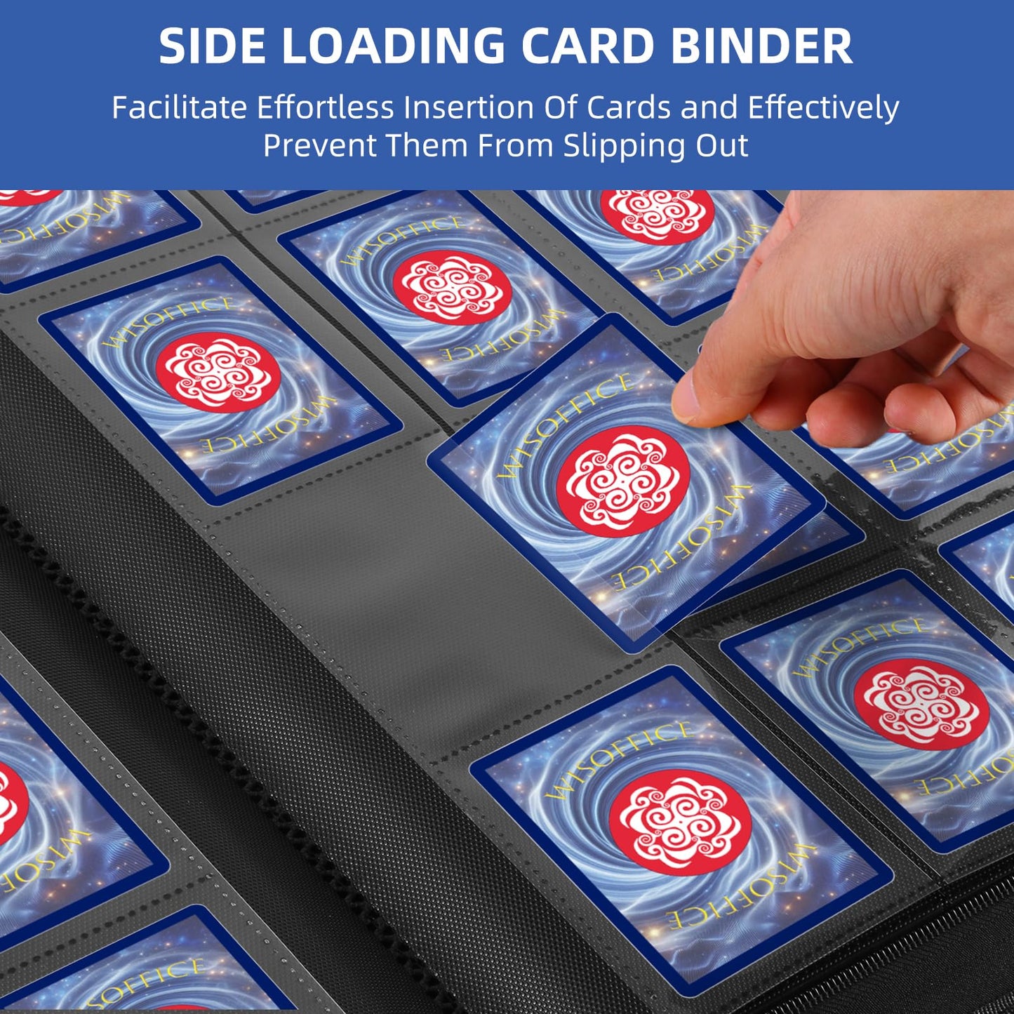 WisOffice enhanced 1000 Card Binder  Ringless Side Loading 16 Pockets Card Binder  1000 Pokcets Trading Card Album Fohlder for Lorcana  MTG  TCG  Game&Sports  Blue