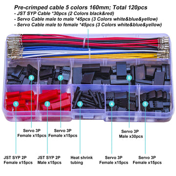 Kidisoii Jst Servo Connector Kit 2.5Mm Pitch Jst-Syp & Servo 2.54 Male Female Connector With Premium 22Awg Pre-Crimped Cables,Sy