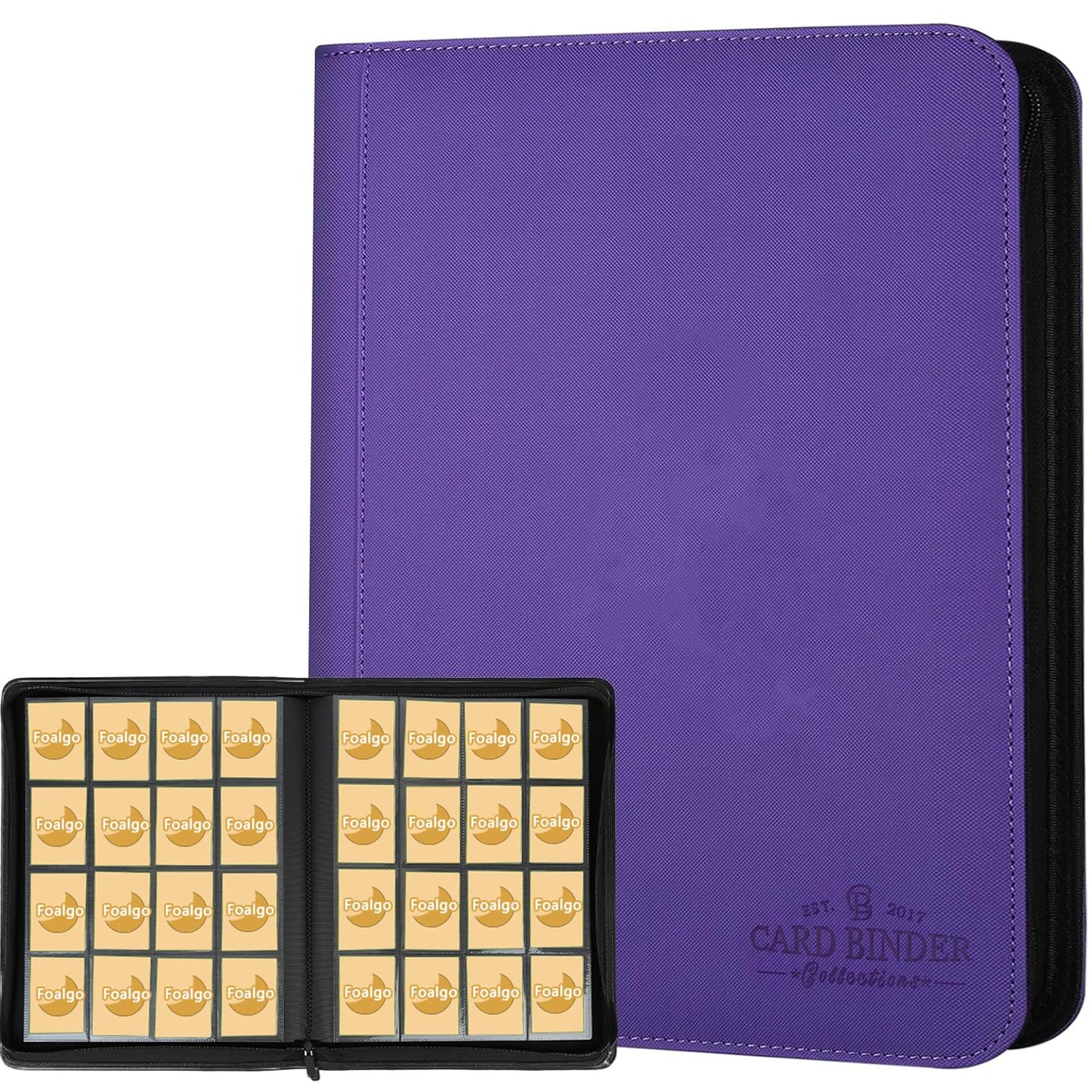 Trading Card Binder 16 Pocket  Foalgo PU Cover Card Binder for 1000+ Cards  enhanced Trading Card Holder Folders  Double Sided Pocket Card Album for MTG  TCG (Purple)