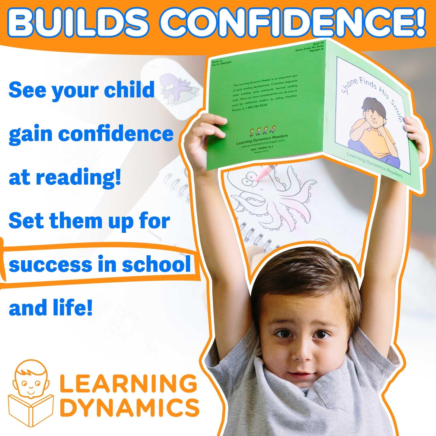 LEARNING DYNAMICS 4 Weeks to Read System for 4-7 Years, Includes 50 Books, Teaching Manual, Medium Orange Cardboard Model LD_Parent
