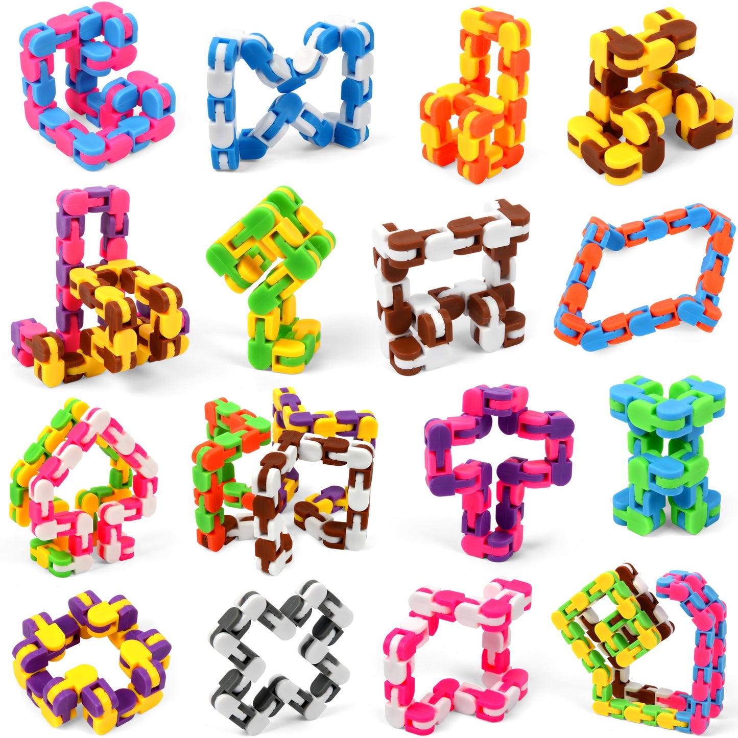 Neureyte 92 Pack 24 Links Wacky Tracks Snap and Click Fidget Toys,Fidget Snake Toy for Party Favors,Plastic Chains Finger Sensor