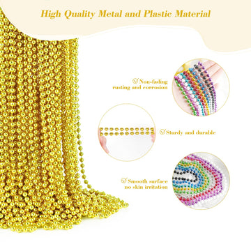 YAXINRUI 30 PCS Mardi Gras Beads, Party Beads Necklaces for Mardi Gras, Christmas, St. Patrick's Day, Beads Party Favors, Metall