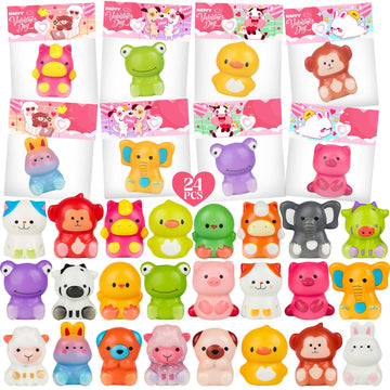 24 Packs Valentines Day Gift Cards For Kids With Cute Kawaii Mochi Squishies Toys Stress Relief Valentine Exchange Gifts Valenti