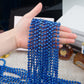 ZYFLSQ 100 Pcs 33'' 7mm Metallic Blue Beads Necklaces, Bulk Mardi Gras Beaded Necklaces, Party Beads Costume Necklaces