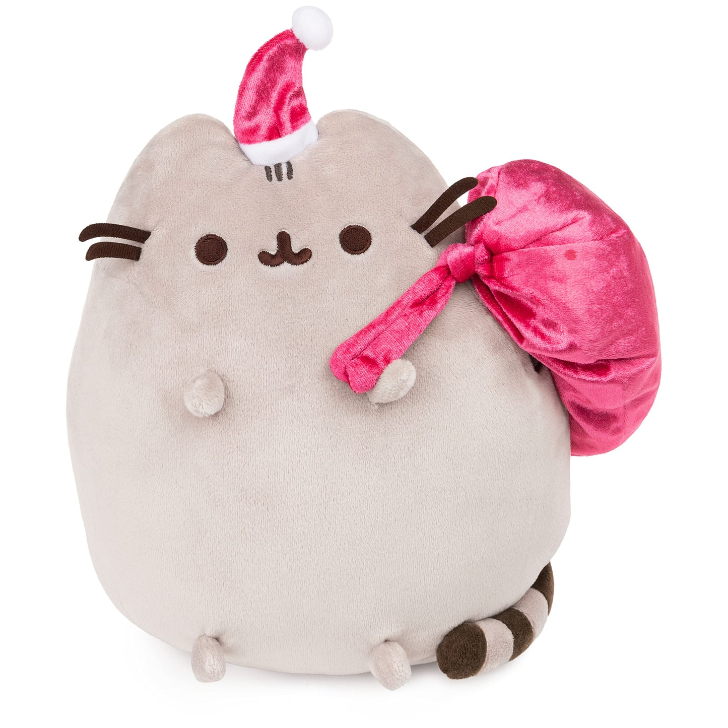 Gund Santa Claws Pusheen Holiday Plush Stuffed Animal Cat, Gray And Pink, 9.5