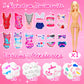 93 Pcs Doll Clothes And Accessories With Doll, Wedding Gown Dresses, Tops And Pants, Fashion Dresses, Swimming Suits, Shoe, Hangers,Doll Dress Up Toys For Girls In Gifts Package