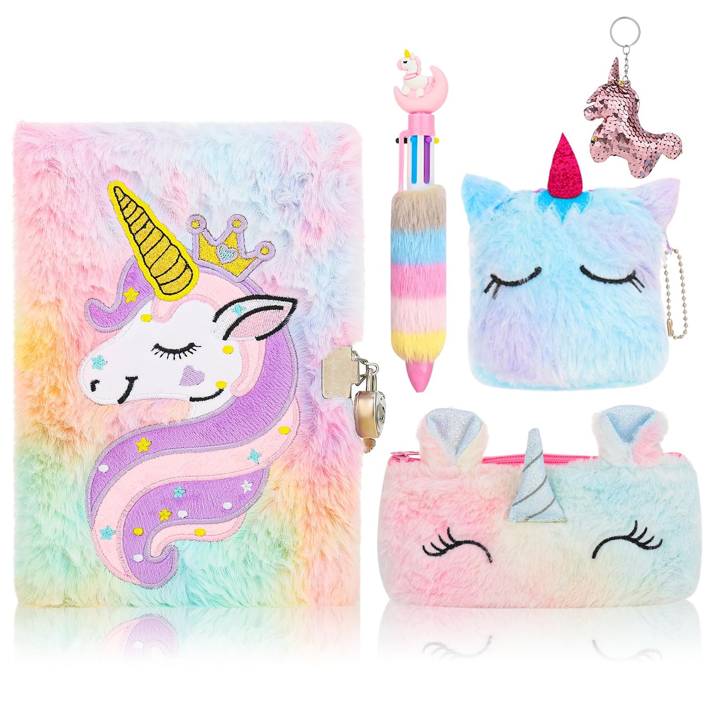 Auidy_6Txd Unicorn Diary Gifts For Girls, Unicorn Plush Diary With Lock And Keys, Unicorn Fuzzy Notebook Fuzzy Journal For Girls