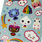 Glitter Galaxy Sticker Friends Sheet Wave 1 - Ten Large Character with Small Heart & Star Effects Stickers - Cute Rainbow Poop,