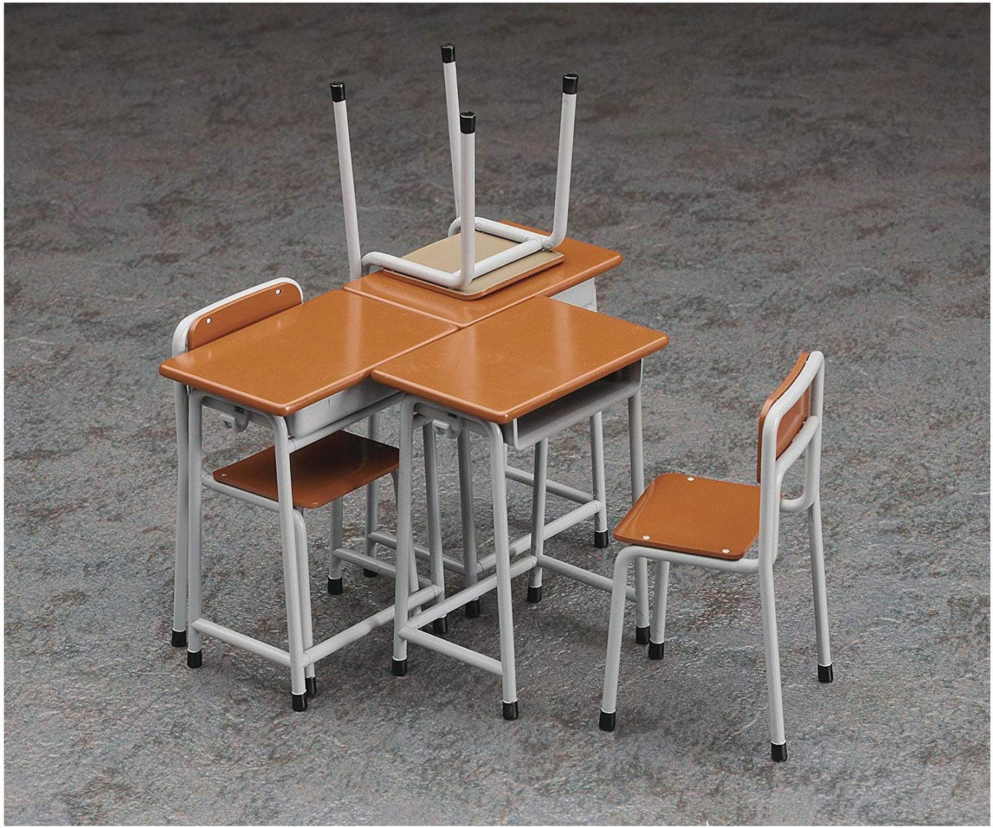 HASEGAWA 1/12 School Desk & Chair Set - Plastic Model FA01 for Toy Figures, Small Size