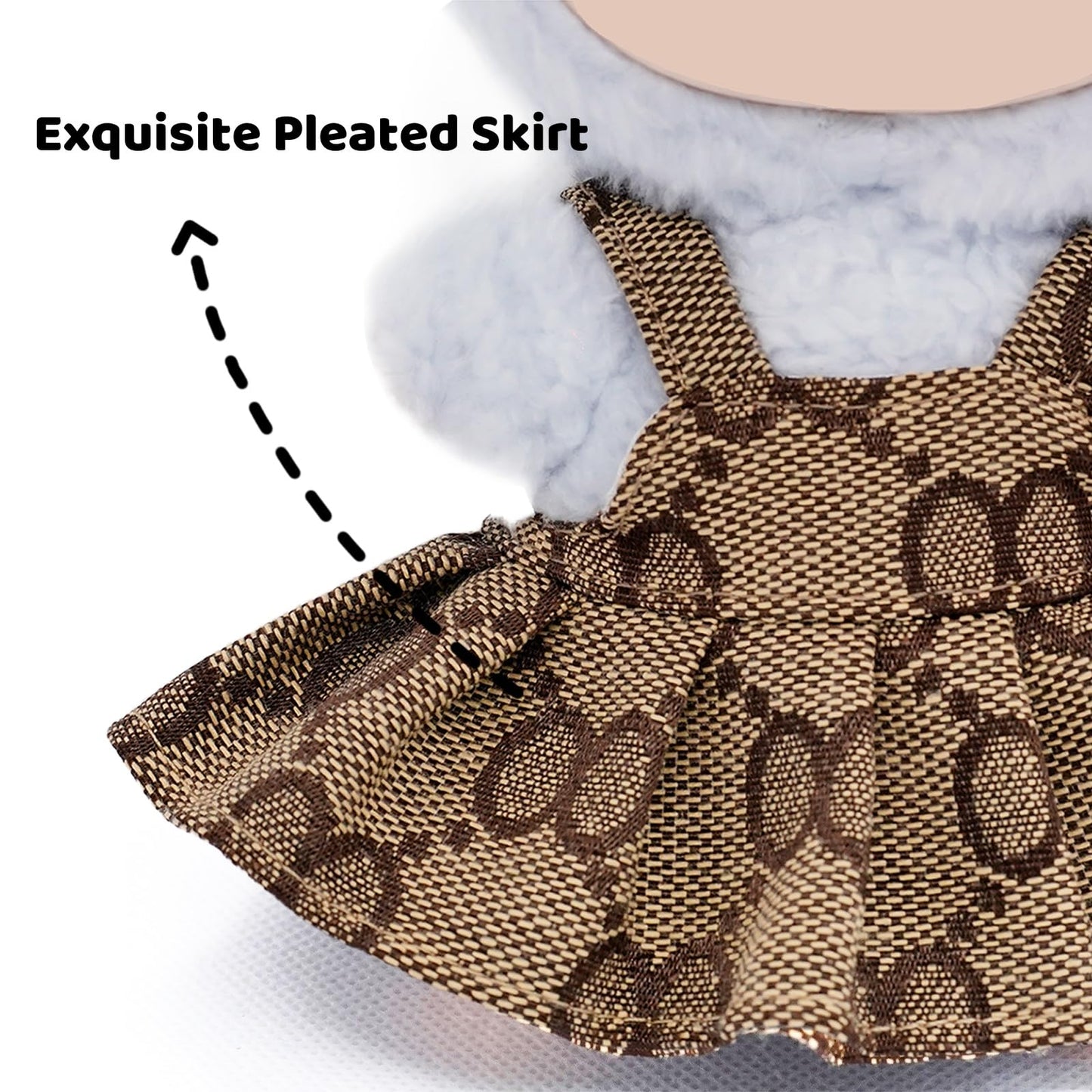 LYBHYQTII Clothes Compatible with 17cm Dolls  enhanced Dolls Accessories 2 Piece Set Including Chic Grid Spaghetti-Strap Dress and Bow  High-End Fashion Outfit for Play & Display - Brown