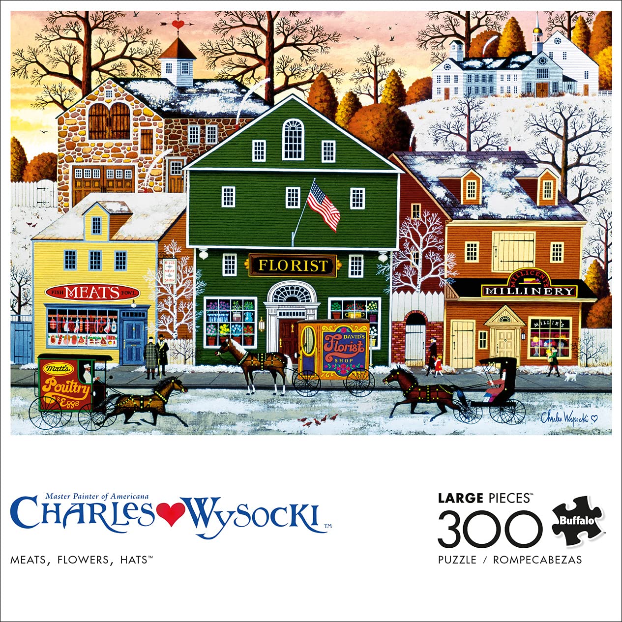 Buffalo Games - Charles Wysocki - Meats, Flowers, Hats - 300 Piece Jigsaw Puzzle For Adults -Challenging Puzzle Perfect For Game Nights - Finished Size Is 21.25 X 15.00
