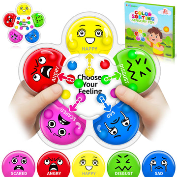 Color Sorting Sensory Toys For Kids With Autism, Autistic 5-7, Valentines Day Gifts For Kids, Feelings Wheel Social Emotional Le
