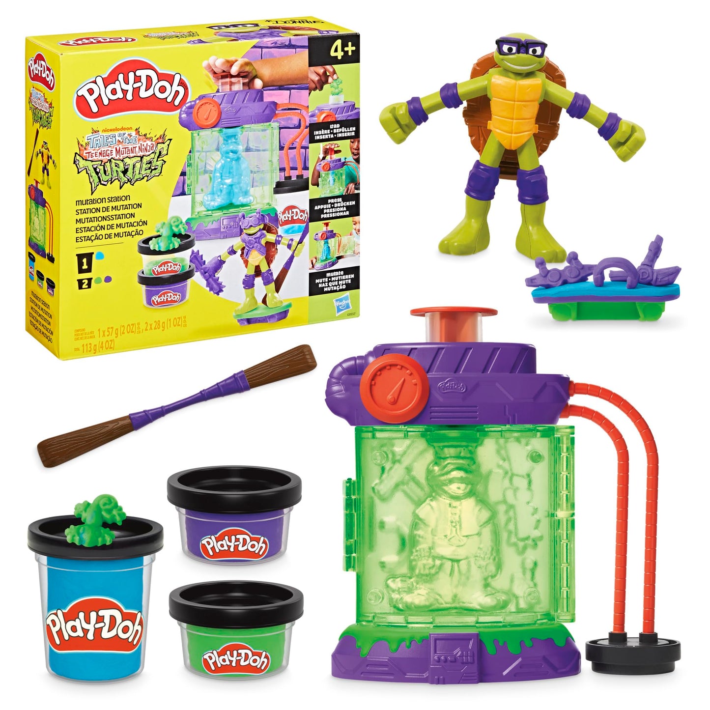 Play-Doh Teenage Mutant Ninja Turtles Mutation Station Playset, Bendy 4 Inch Donnie Action Figure, Kids Arts & Crafts, TMNT Toys