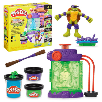Play-Doh Teenage Mutant Ninja Turtles Mutation Station Playset, Bendy 4 Inch Donnie Action Figure, Kids Arts & Crafts, TMNT Toys