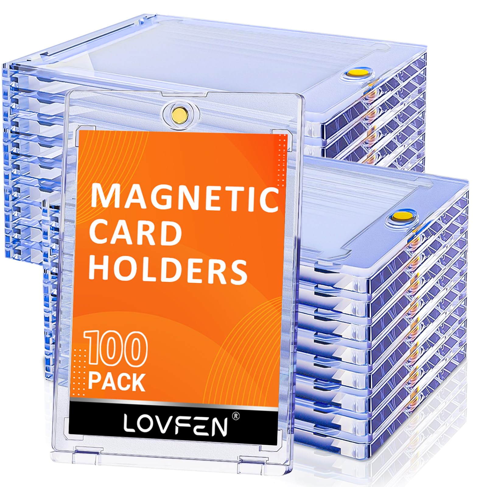 35pt Magnetic Card Holder 100 Pack  enhanced One-Touch Protector for Sports  Baseball  and Collectible Trading Cards  SeDisplay Case for Standard-Sized Cards