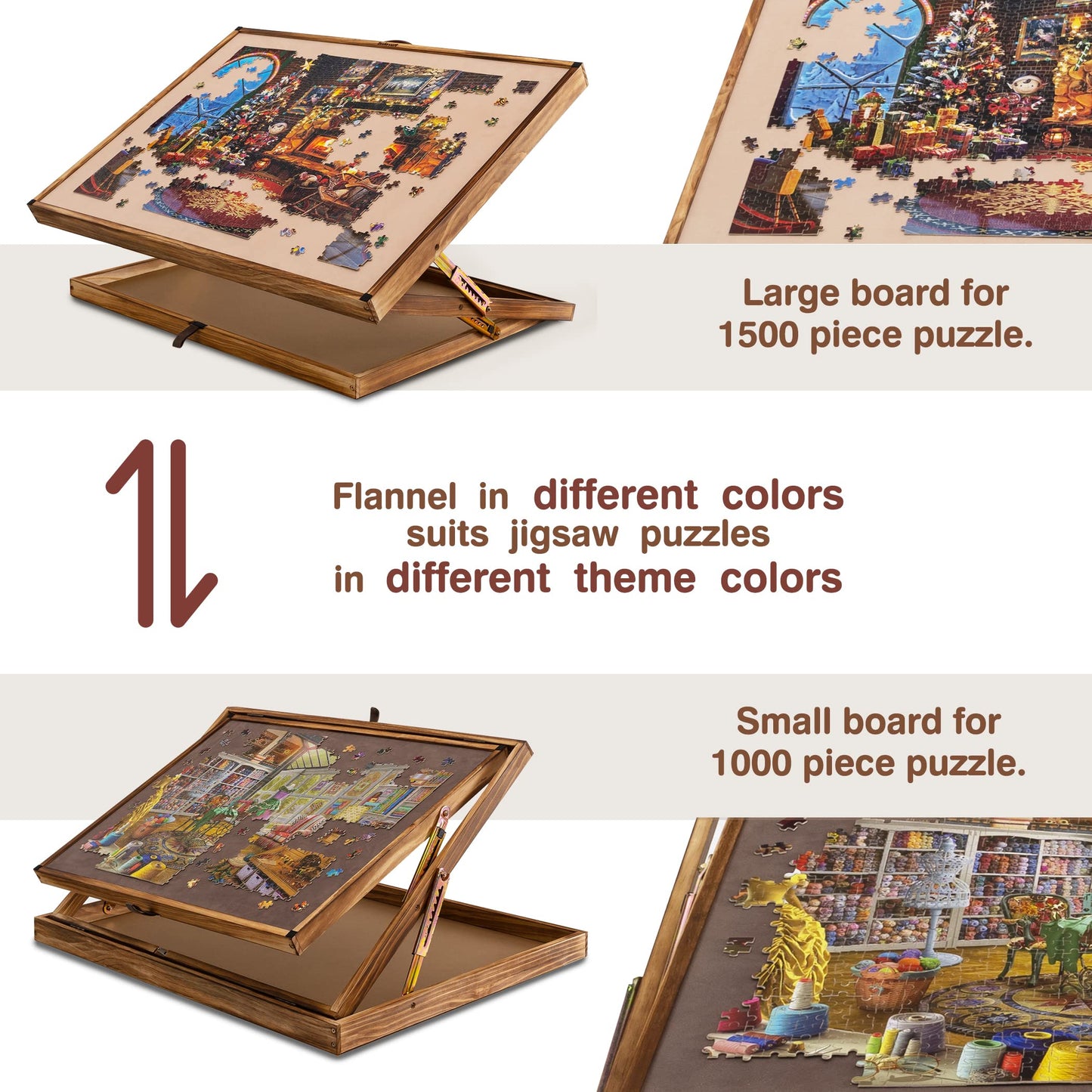 Lavievert 2 In 1 Reversible Jigsaw Puzzle Board, Angle & Height Adjustable Wooden Puzzle Plateau Easel For Adults, Portable Tilt