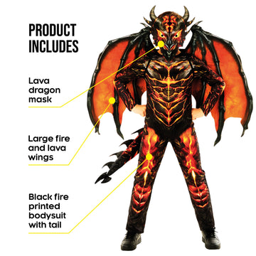 Morph Dragon Jumpsuit Lava Boys Costume L
