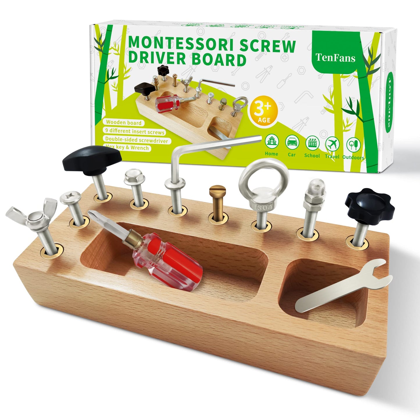 Montessori Toys For 3 4 5 Year Old, Montessori Screwdriver Board, Kids Wooden Toys, Fine Motor Skills Toys, Sensory Preschool Learning Toys For Toddler Travel