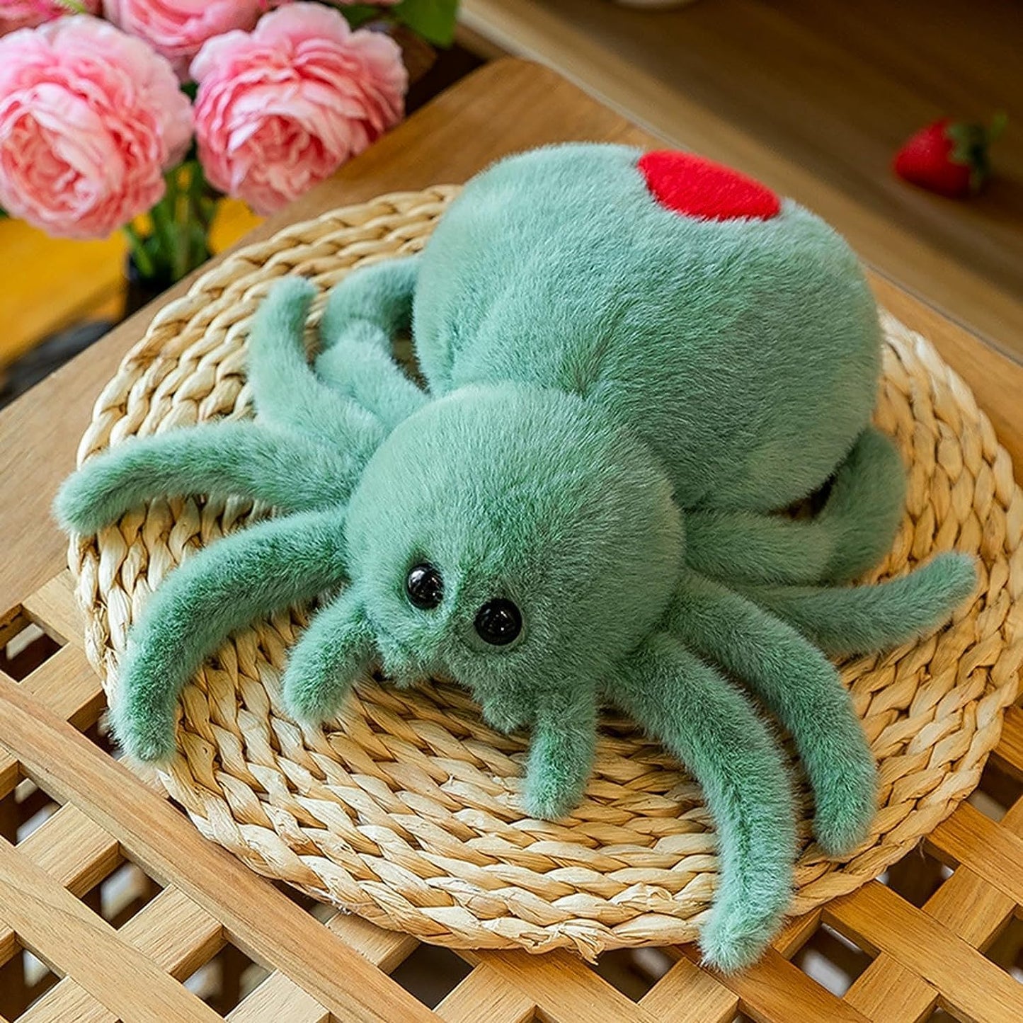 Joson 10 Inch Halloween Cartoon Spider Plush Toy, Cute Spider Plush Toy, Boys Girls Bedroom Party Decoration (Green)
