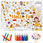 Giant Fall Coloring Poster With 6 Stacking Crayons, Pumpkin Maple Leaf Thanksgiving Party Favor Set Jumbo Wall Art Large Colorin