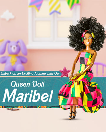 KOOLOREZ: Maribel - Our Queens Black Doll Set - Brown/Black Afro Doll w/Movable Joints - Lovely 12.5 Dark Skin & Diversity Dolls - Vinyl Dolls for Girls with African Heritage Style Outfit
