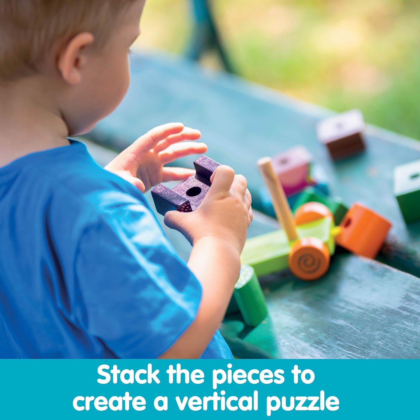 Oops Fun Forest & City Train - Wooden Pull Along Toy And Stacking Puzzle For Toddlers