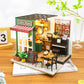 Spilay Dollhouse Miniature with Furniture DIY Wooden Crafts Doll House Mini Handmade Kit with Dust Cover and Music 1:24 Scale Creative Room Idea Gift for mature-themed (Afternoon Cafe with Dust Cover)