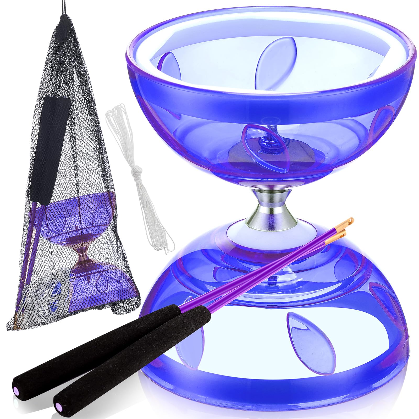 Simgoing Chinese Yoyo Diabolo Set Includes Colorful Chinese Yoyo with 2 Pieces Diabolo Sticks, 1 Piece String, 1 Net Bag for Fun
