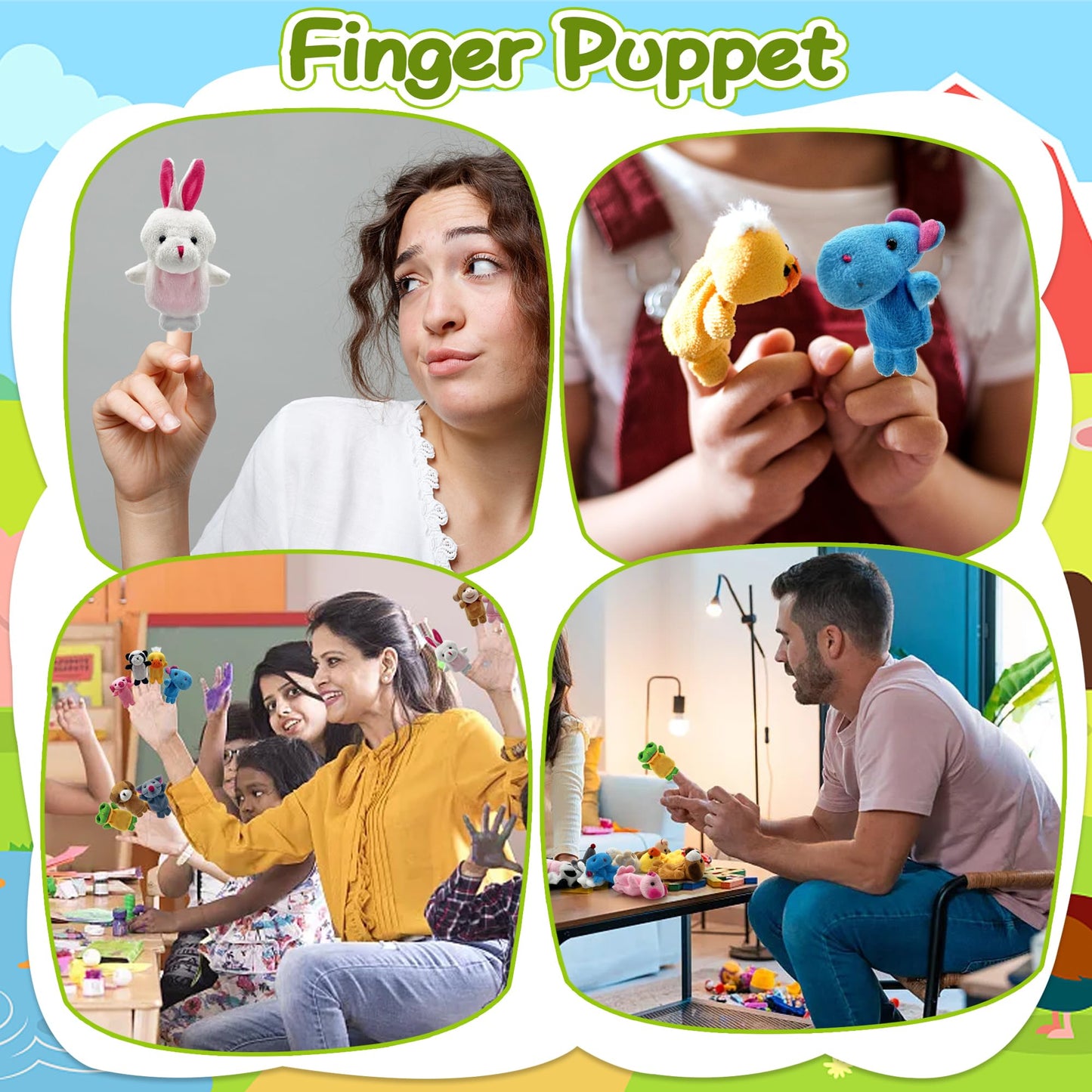 12 Pcs Finger Puppets Set Mini Stuffed Animals Finger Puppet For Storytelling Playing Teaching Shows Playtime Schools Birthday Party Favor Supplies